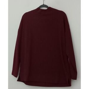 Denim & Co. Tunic Women's Size L Maroon Essentials Waffle Knit Relaxed Fit